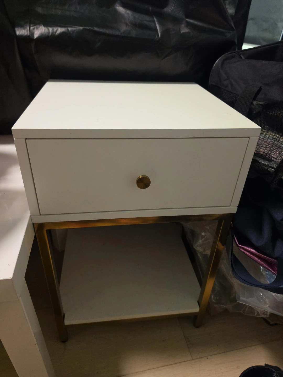 2 White and Gold Side Table