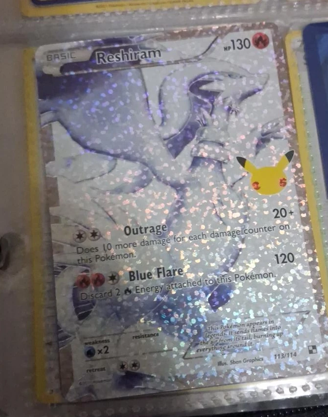 Reshiram Pokemon 25th Anniversary Celebrations Card