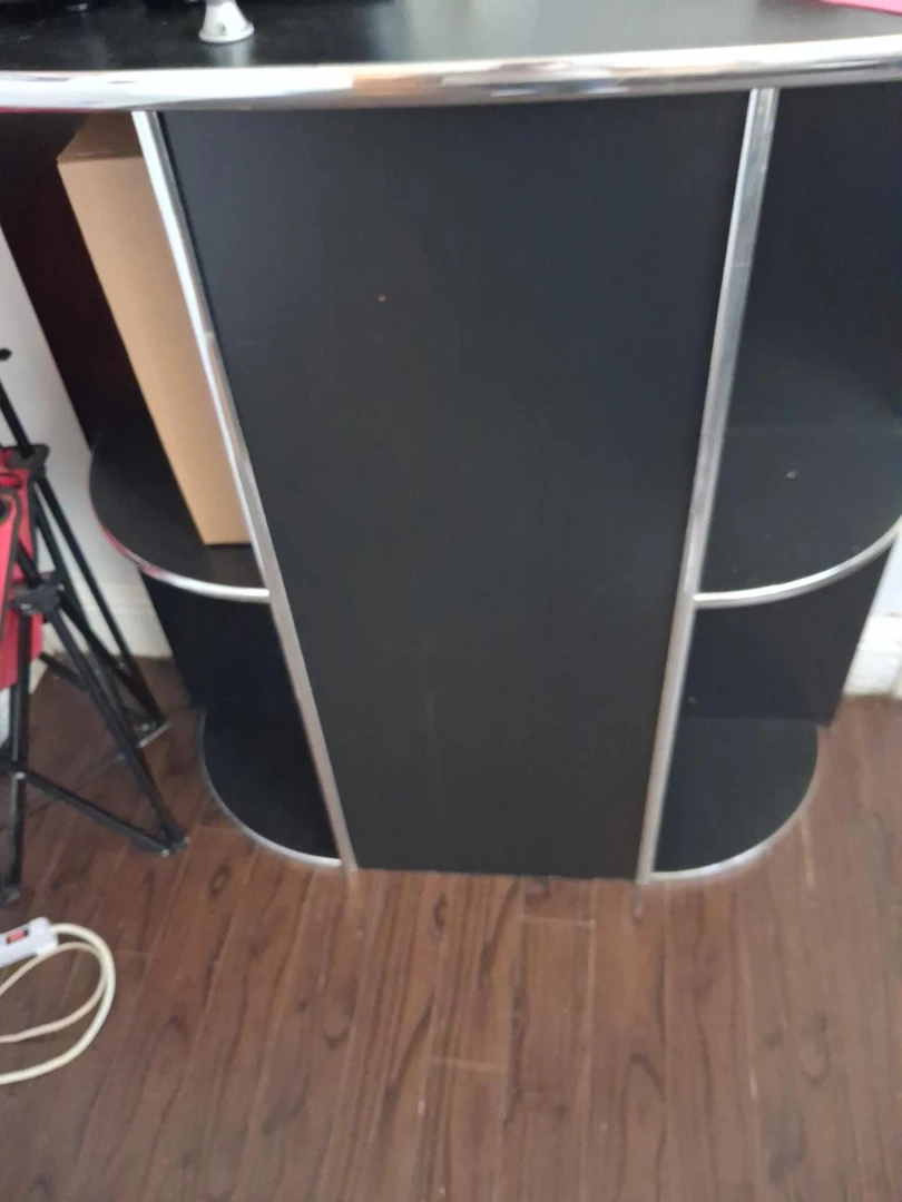 Black Bar or Console Table with Silver Accents