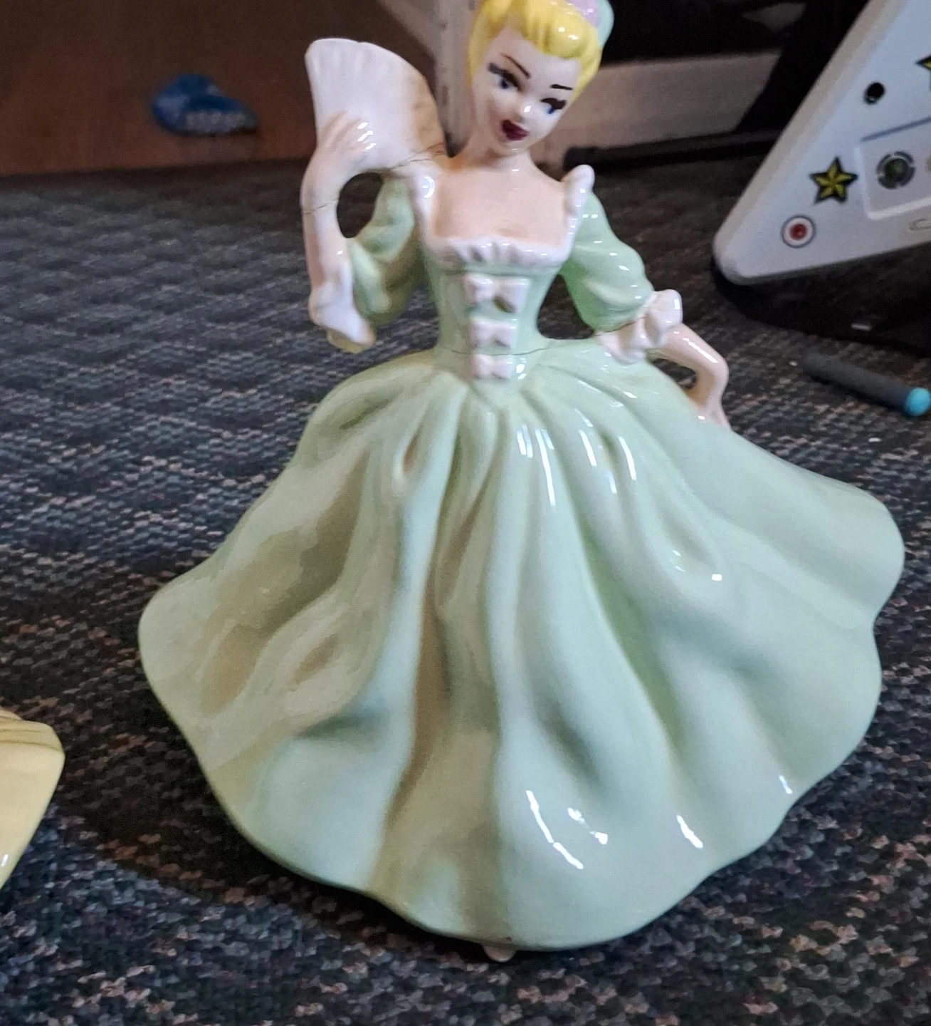 Vintage Ceramic Figurine Lady in Green Dress