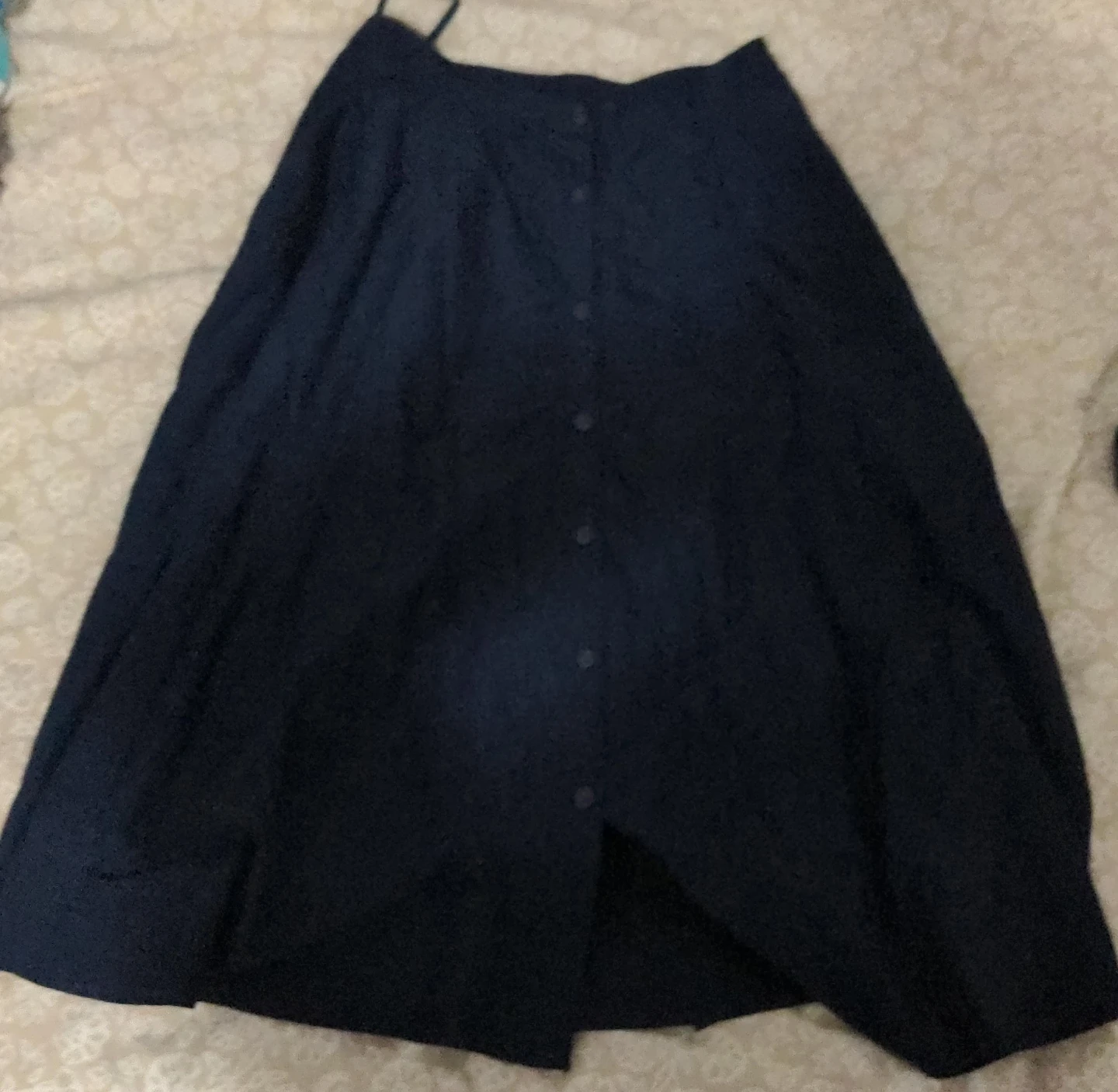 Uniqlo Navy Button-Down A-Line Skirt