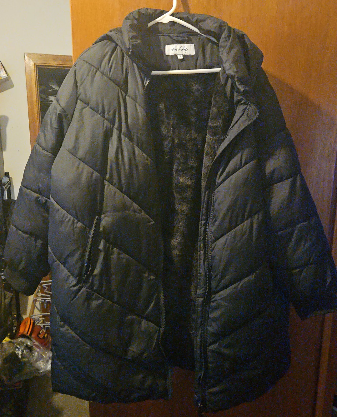 Sebby Collection Black Puffer Coat