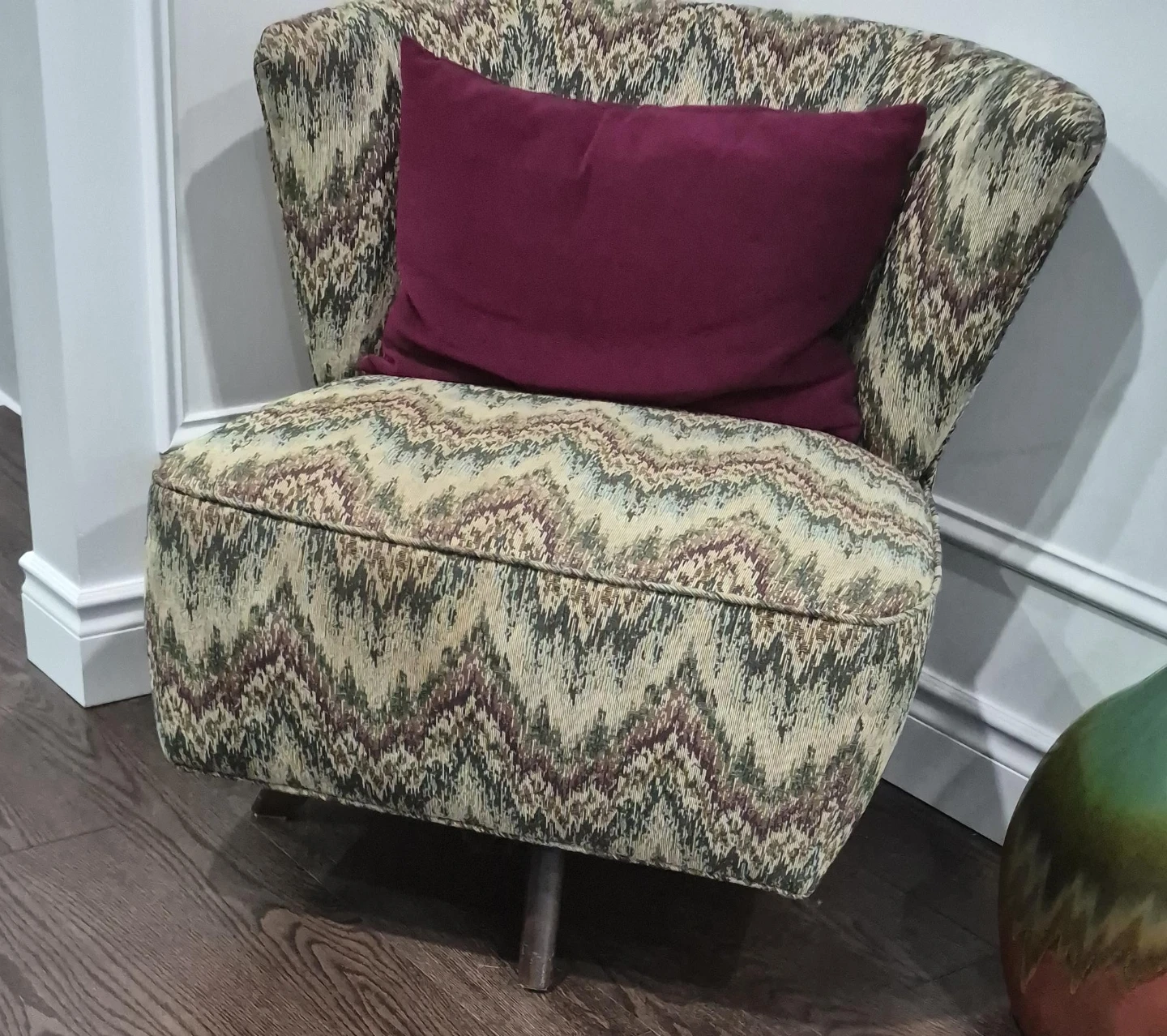 Mid century Patterned Swivel Accent Chair