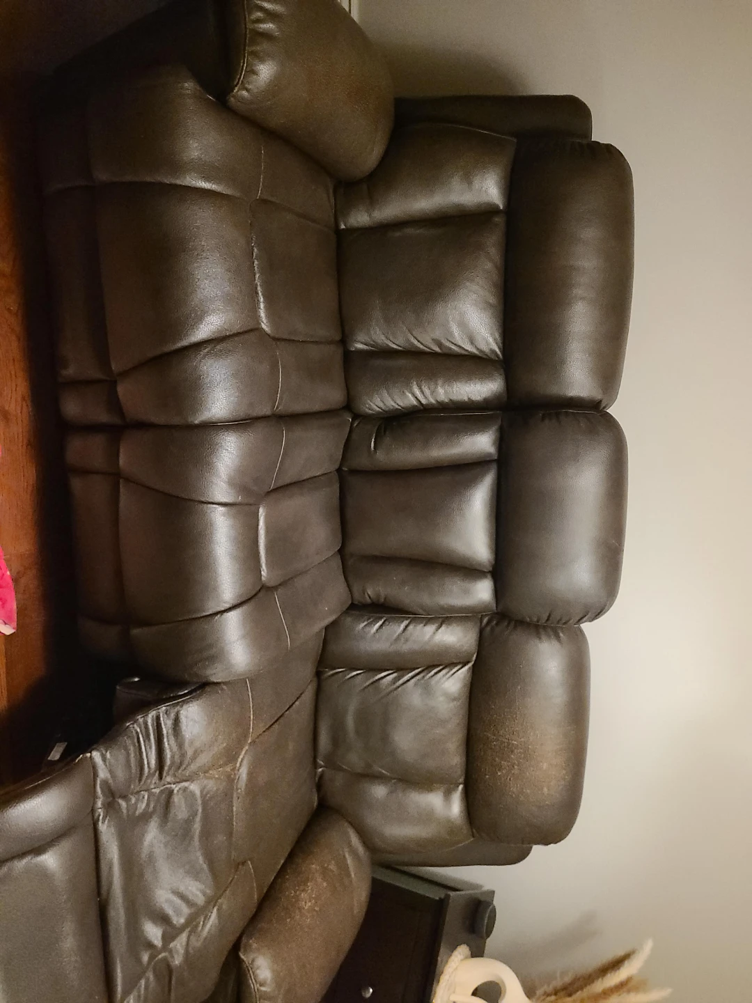 Dark Brown Leather Reclining Loveseat
