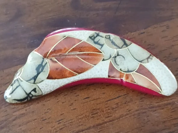 Decorative Enamel Leaf Brooch