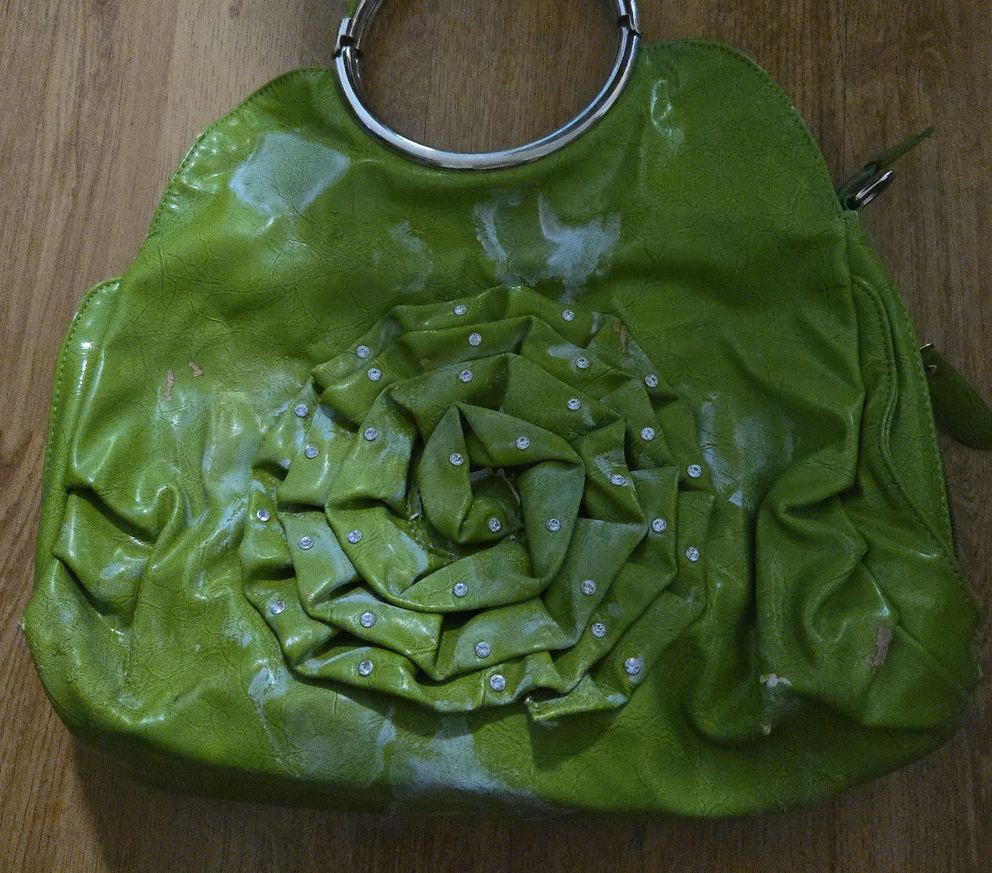 Lime Green Floral Rhinestone Handbag
