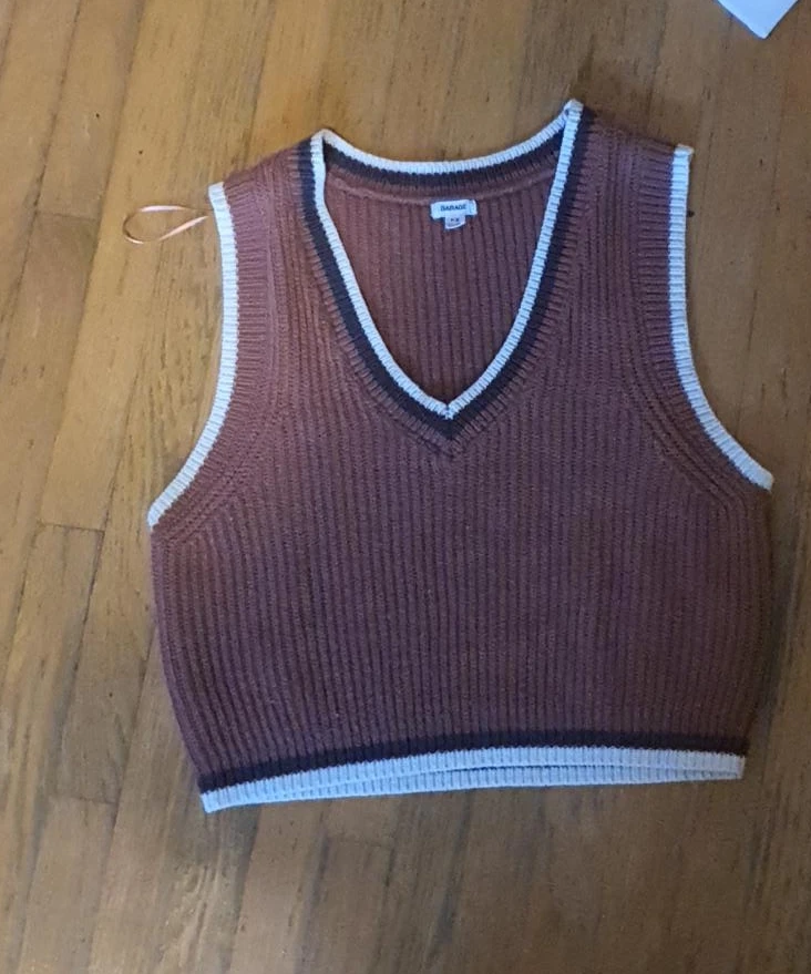 Garage Knit Sweater Vest Orange Brown