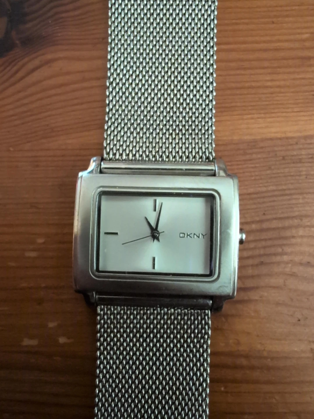 DKNY Rectangular Silver Mesh Watch