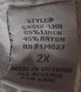 Linen and Rayon Blend Top Size 2X