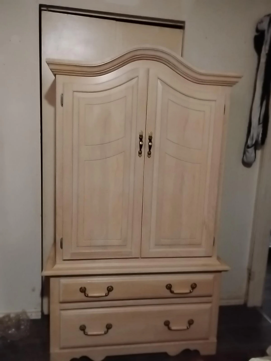 Light Wood Armoire with Two Drawers