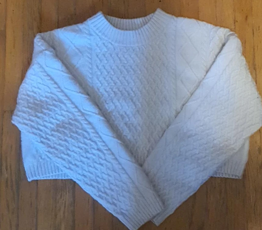 H&M White Cable Knit Sweater