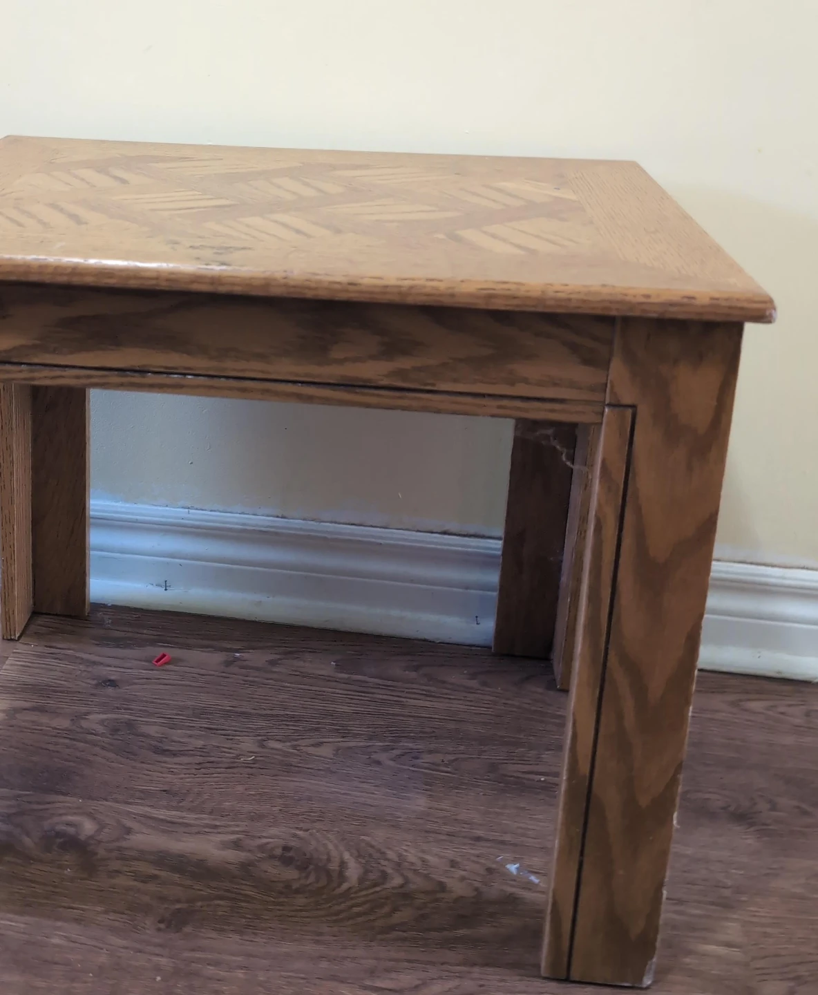 Oak End Table with Parquet Inlay