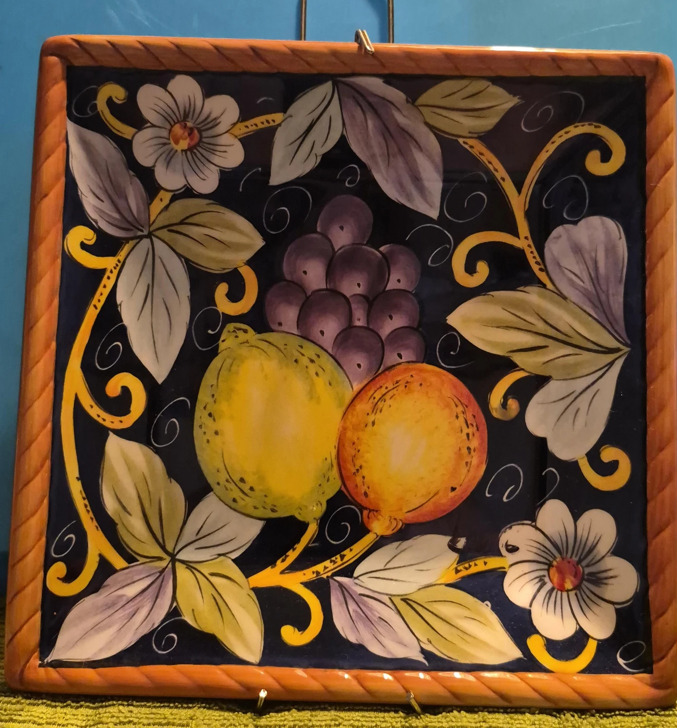 Decorative Hand-Painted Fruit Square Plate