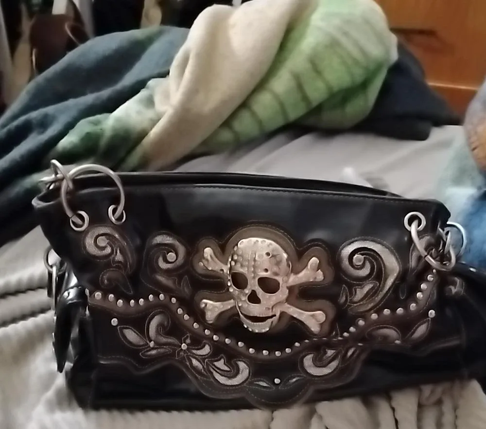 Black Skull Embellished Handbag