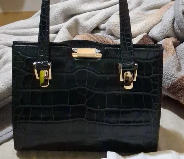 Nara smith x reformation Black Croc-Embossed Handbag