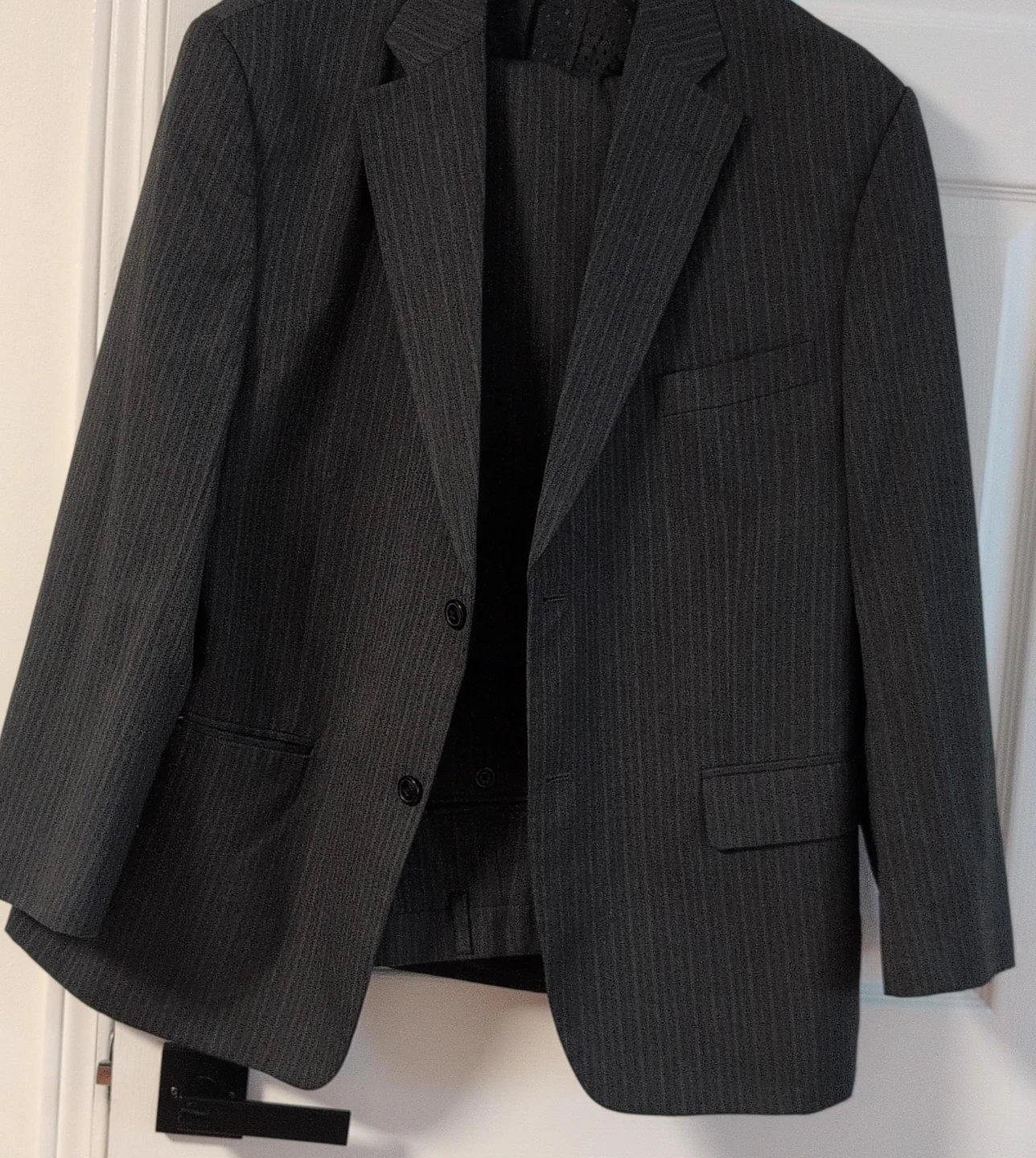 Dark Grey Pinstripe Suit Jacket