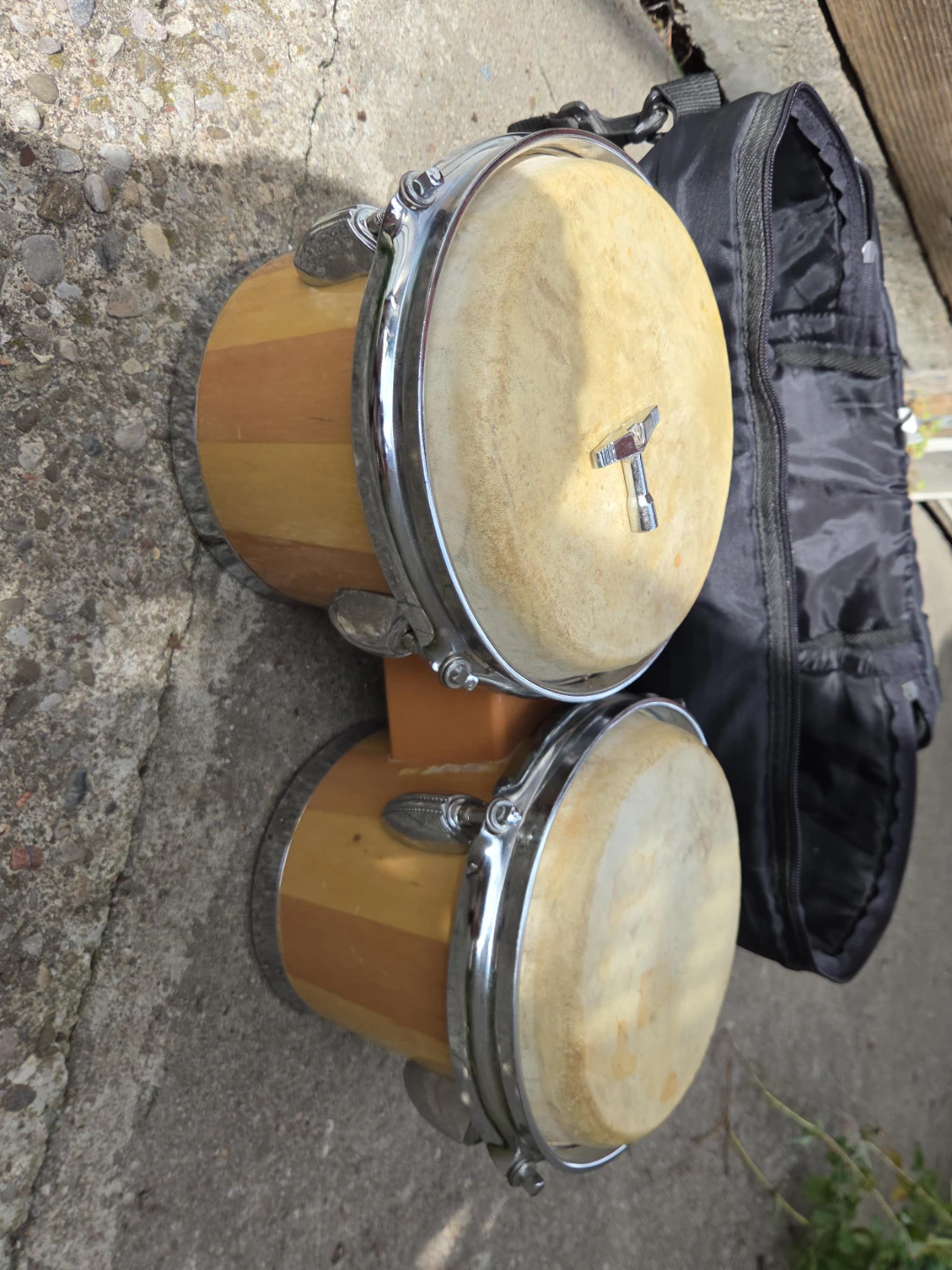 Bongo drum set with carrying bag