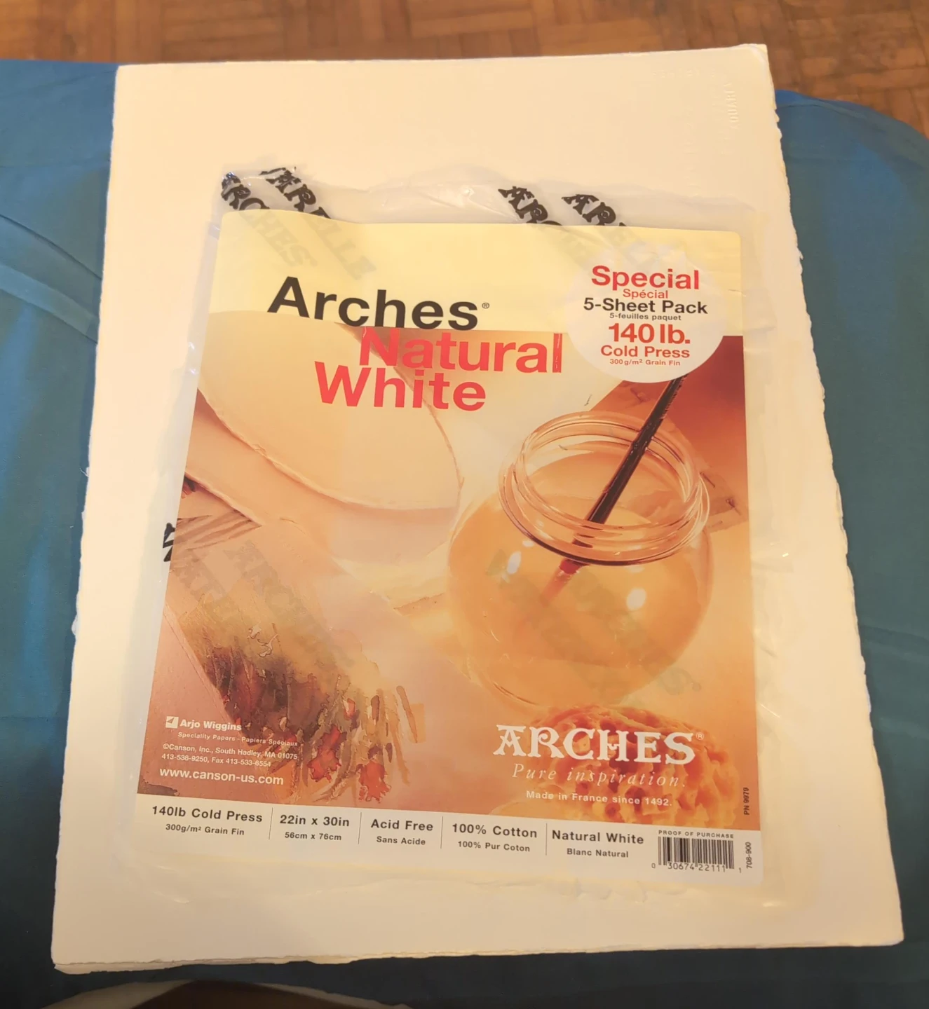 Arches Natural White Cold Press Watercolor Paper 5-Sheet Pack