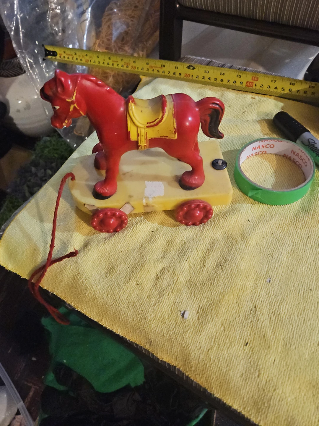 Vintage Red Pull Toy Horse