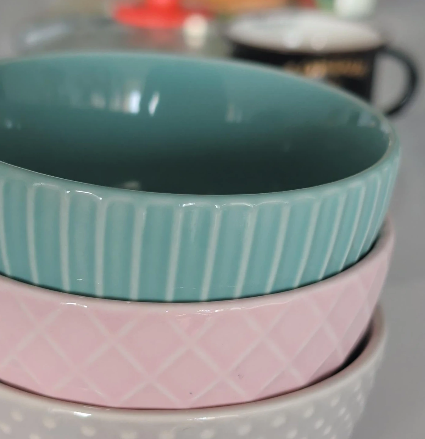 Set of 3 Textured Ceramic Bowls