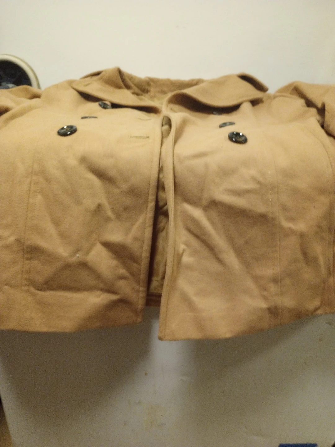 Tan Double-Breasted Peacoat