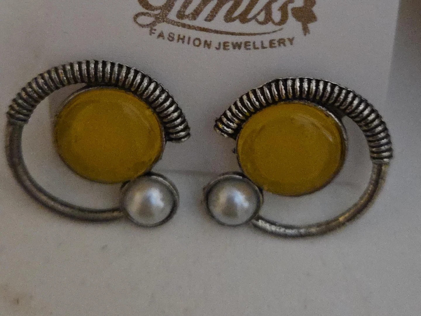 Limit Fashion Jewellery Yellow and Pearl Earrings