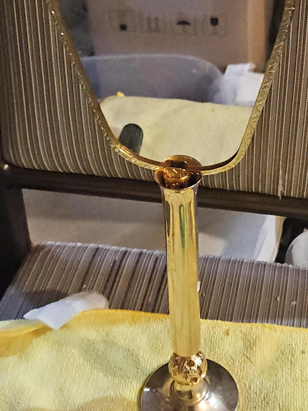 Vintage Brass Hand Mirror and Bud Vase Set