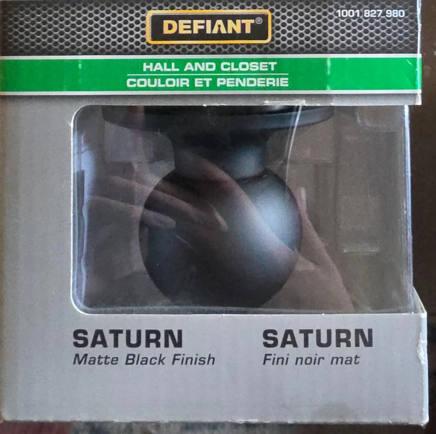 Defiant Saturn Hall and Closet Knob - Matte Black