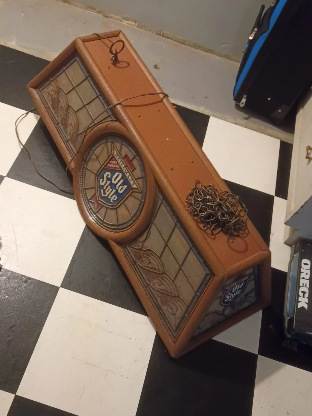 Vintage Old Style Beer Stained Glass Hanging Light