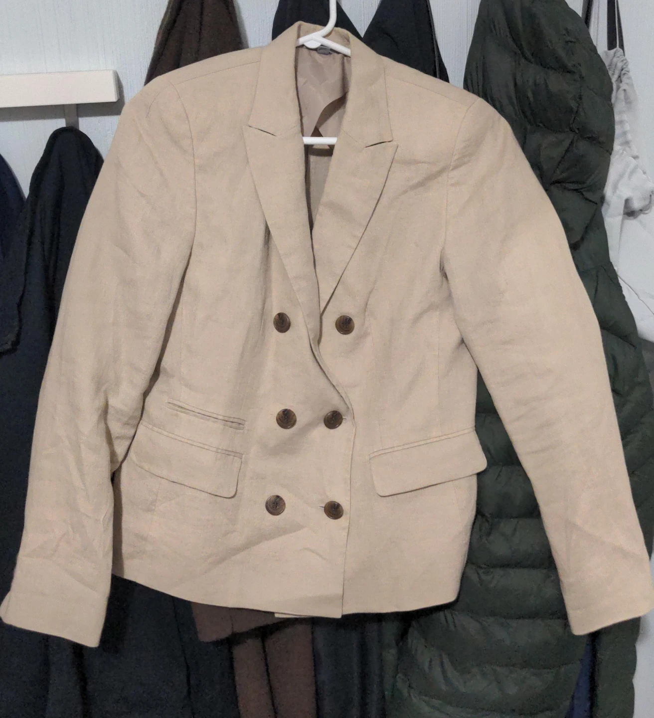 Uniqlo Double-Breasted Blazer Beige Medium
