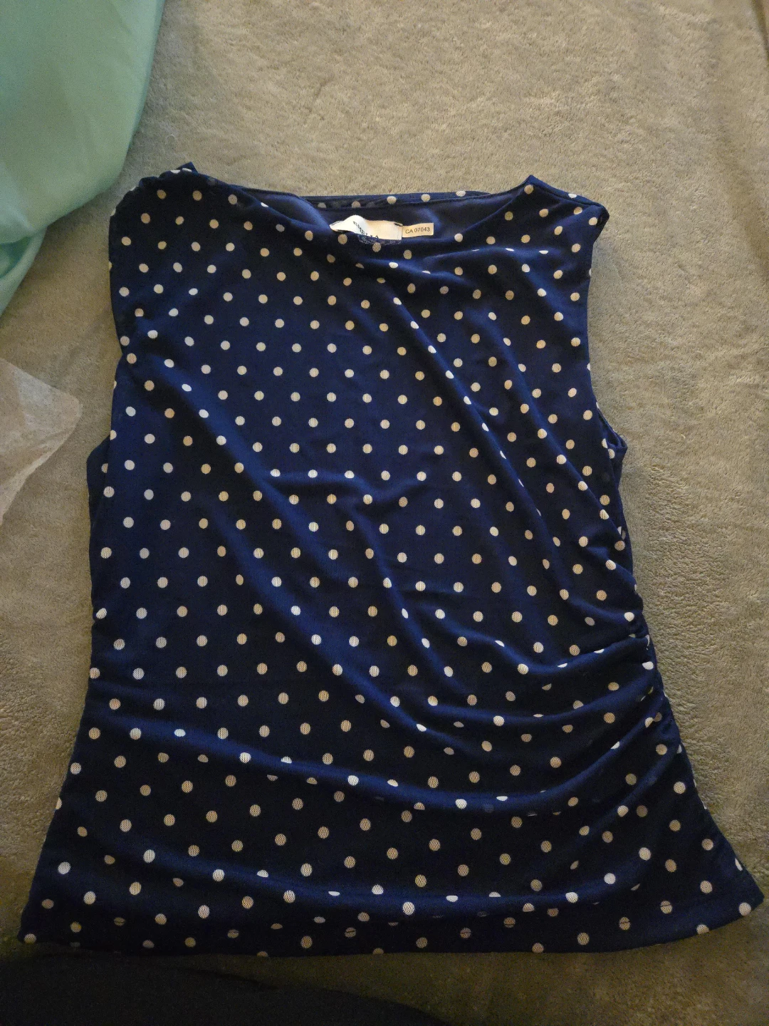 Navy Blue Polka Dot Sleeveless Top