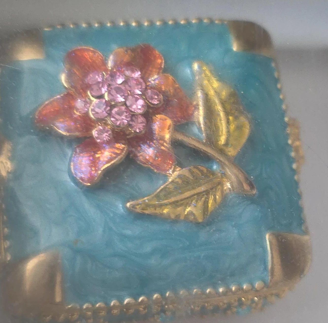 Enamel Flower Trinket Box