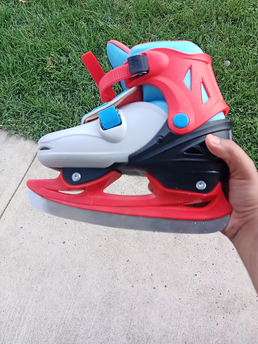 Adjustable Kids Ice Skates Red and Blue