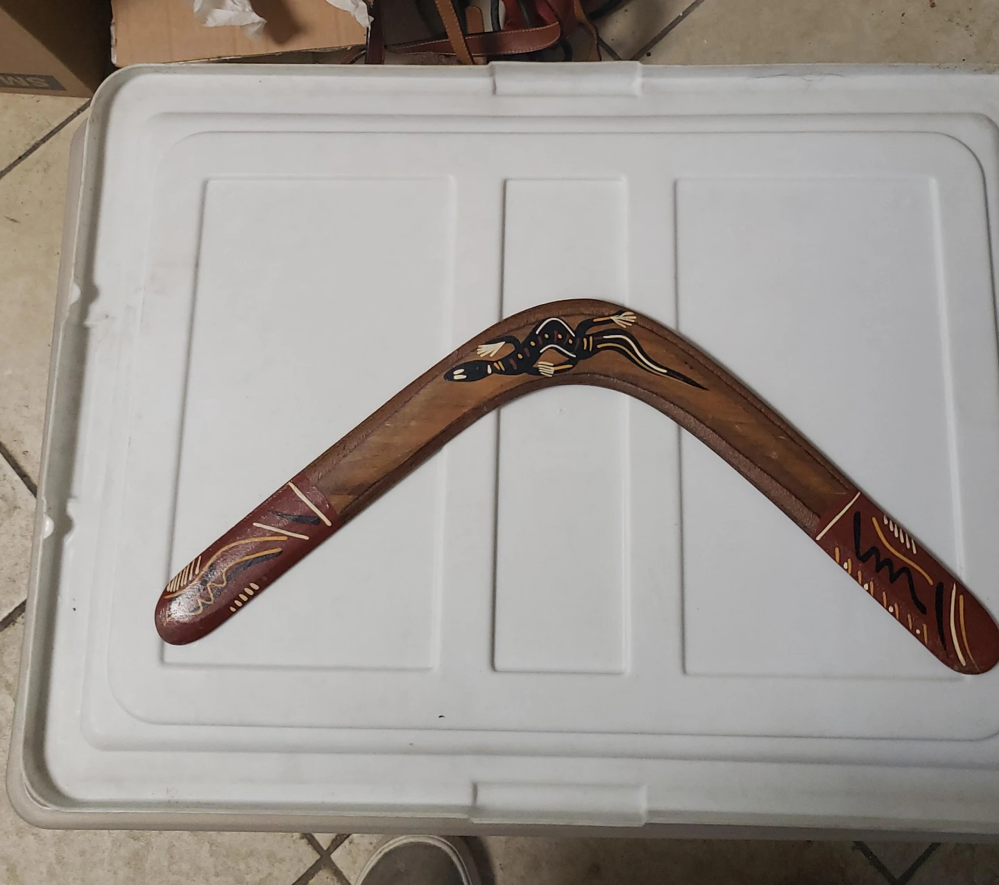 Aboriginal Style Hand-Painted Wooden Boomerang