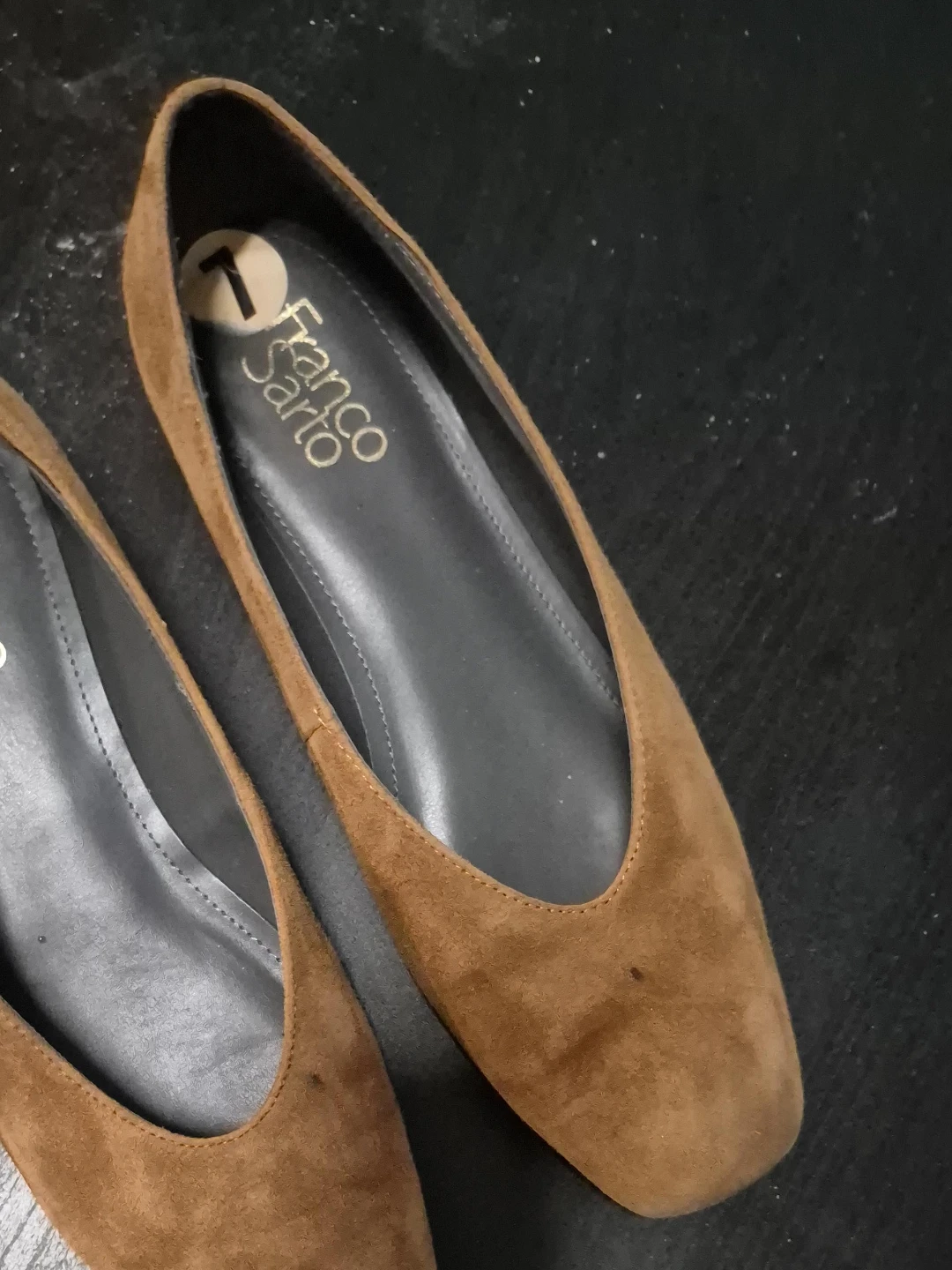 Franco Sarto tan suede flats women's