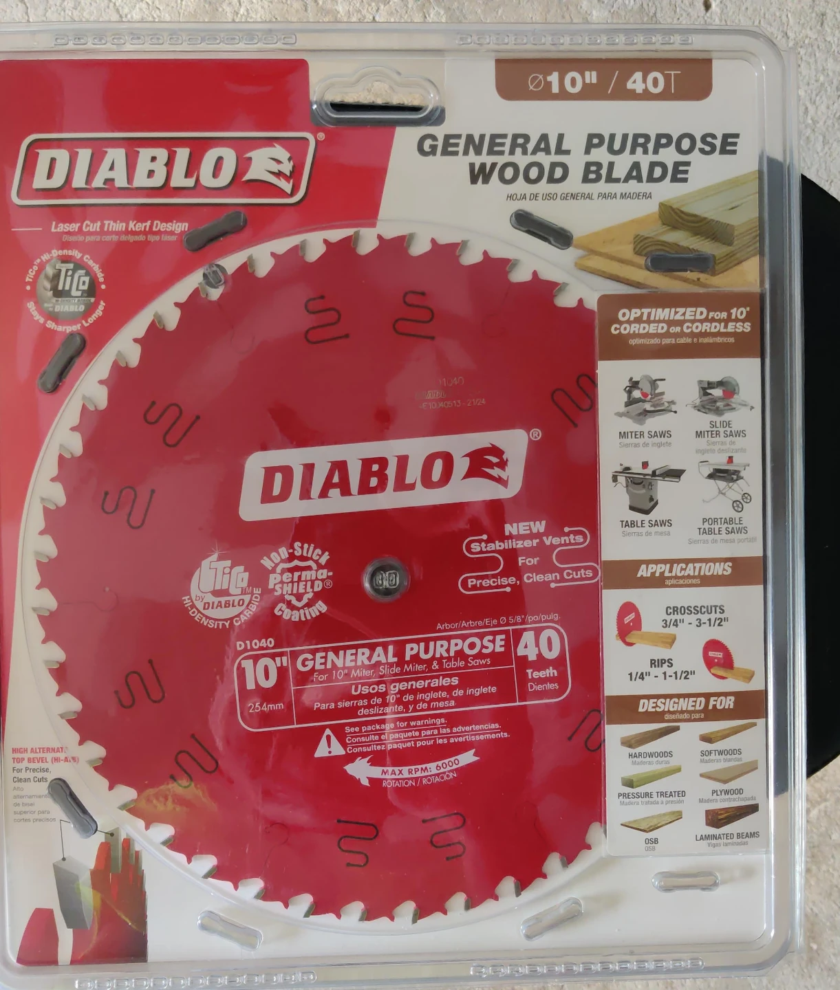 Diablo 10-inch 40-Tooth General Purpose Wood Blade