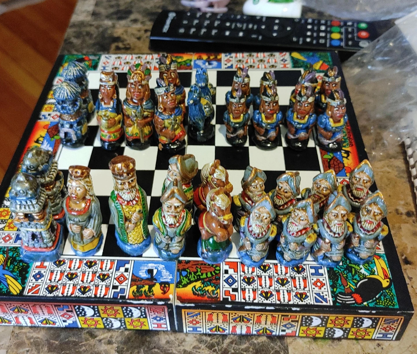 Peruvian Hand-Painted Ceramic Chess Set