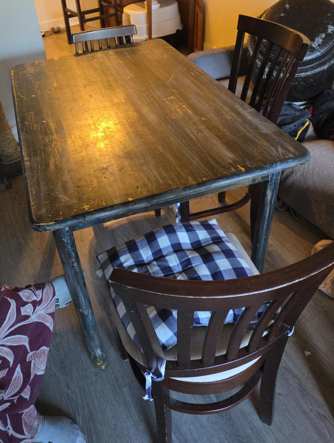 Rustic Dark Wood Dining Table