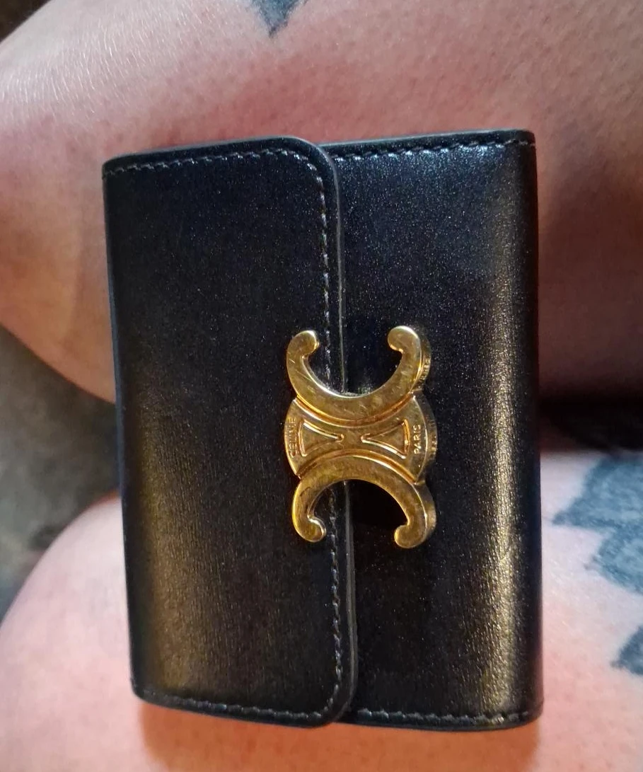 Celine Triomphe Small Trifold Wallet in Black