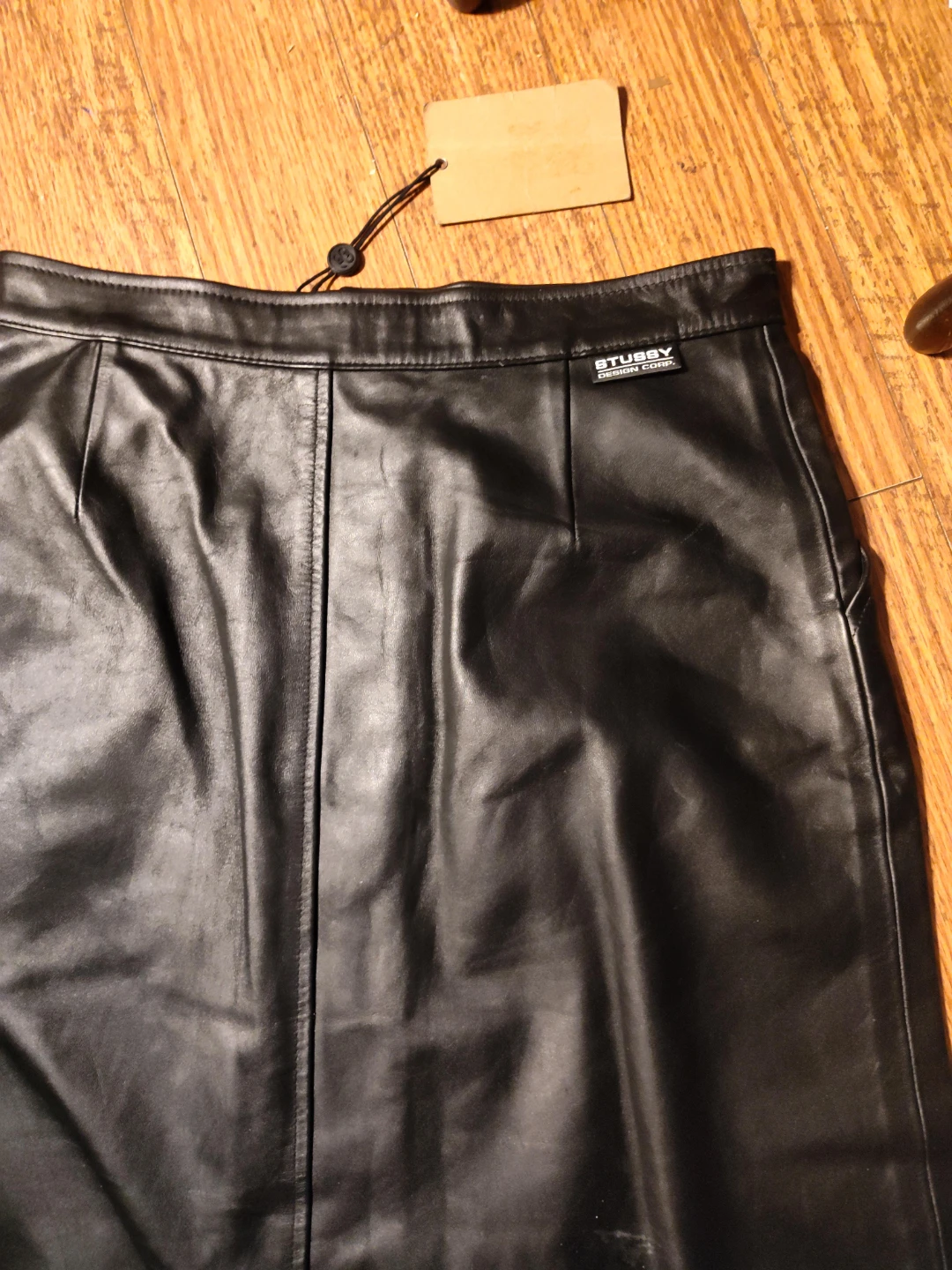 Stussy Black Leather Skirt Size 5