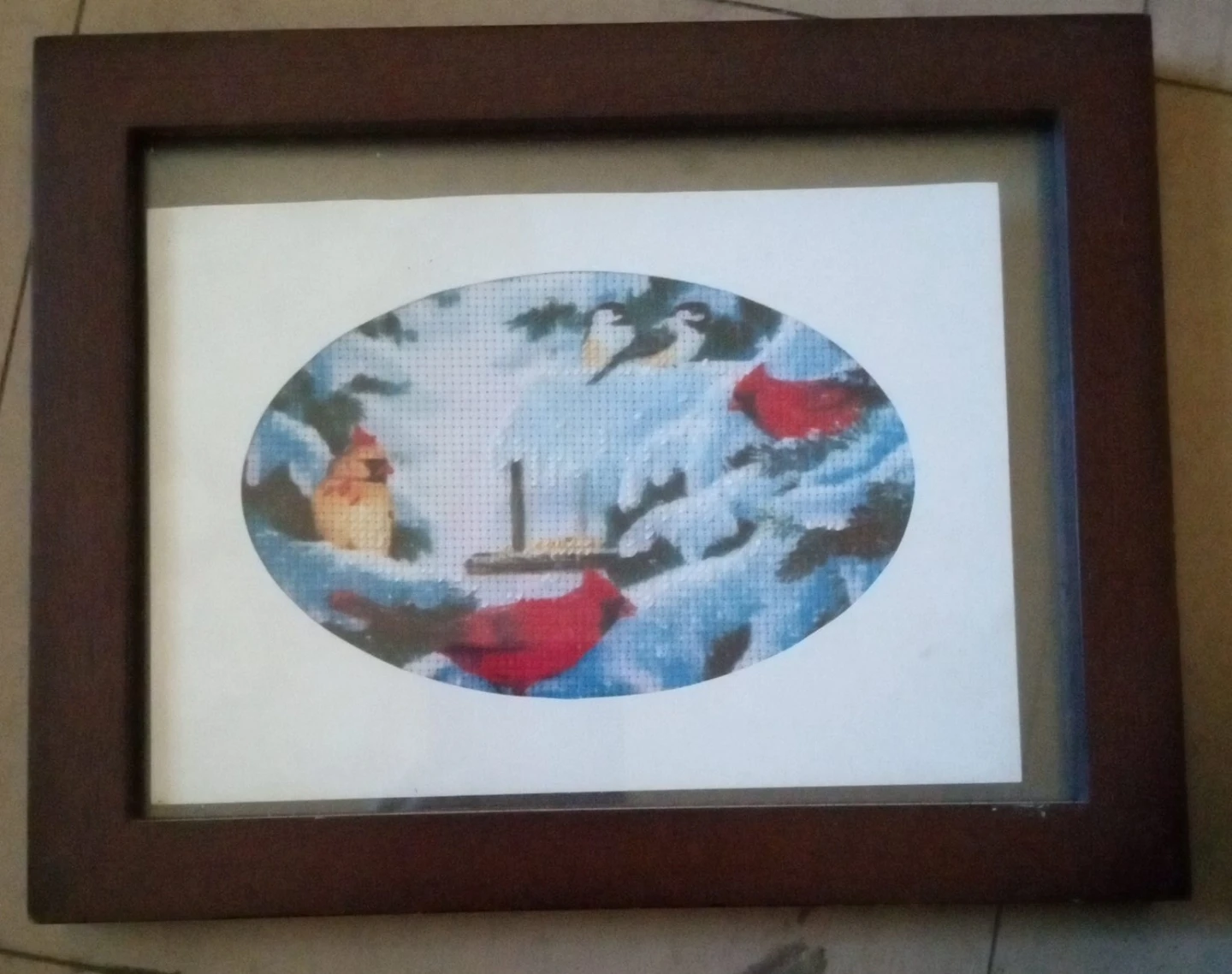 Framed Bird Cross Stitch Artwork