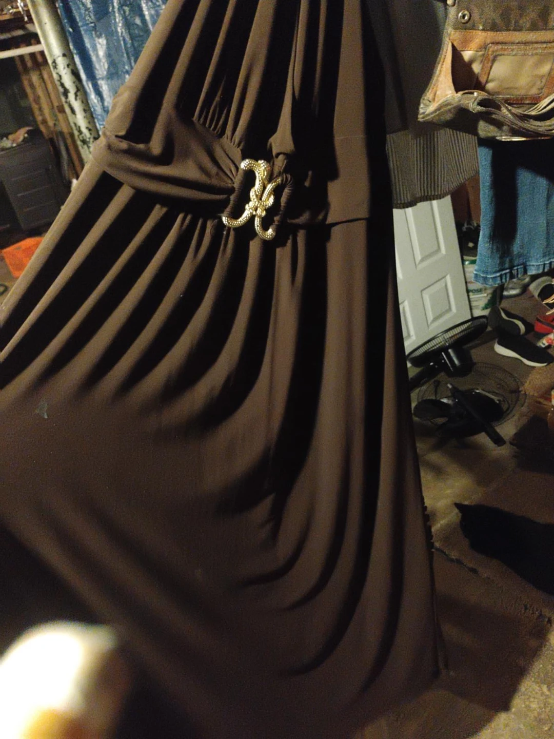 Brown Dress with Gold Accent