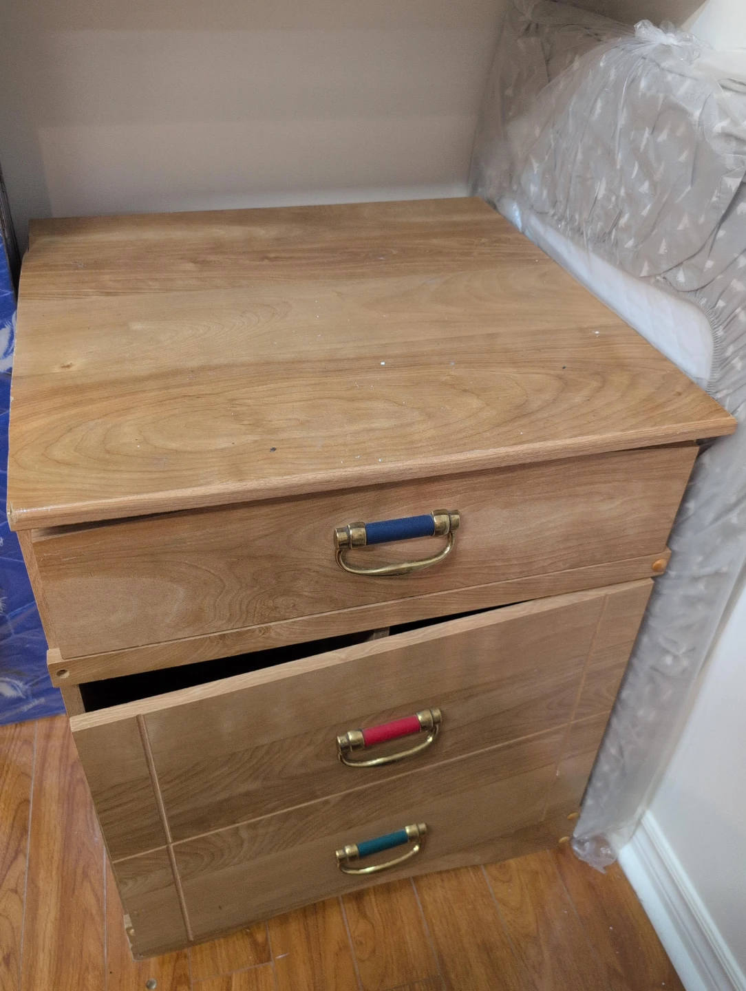 Wooden Three-Drawer Nightstand