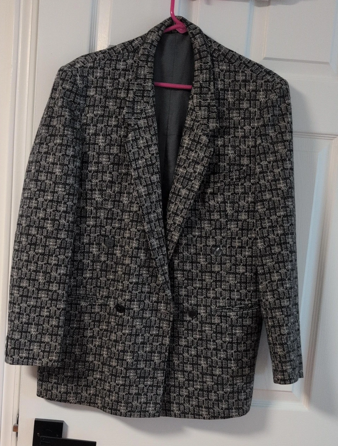 Black and white tweed blazer