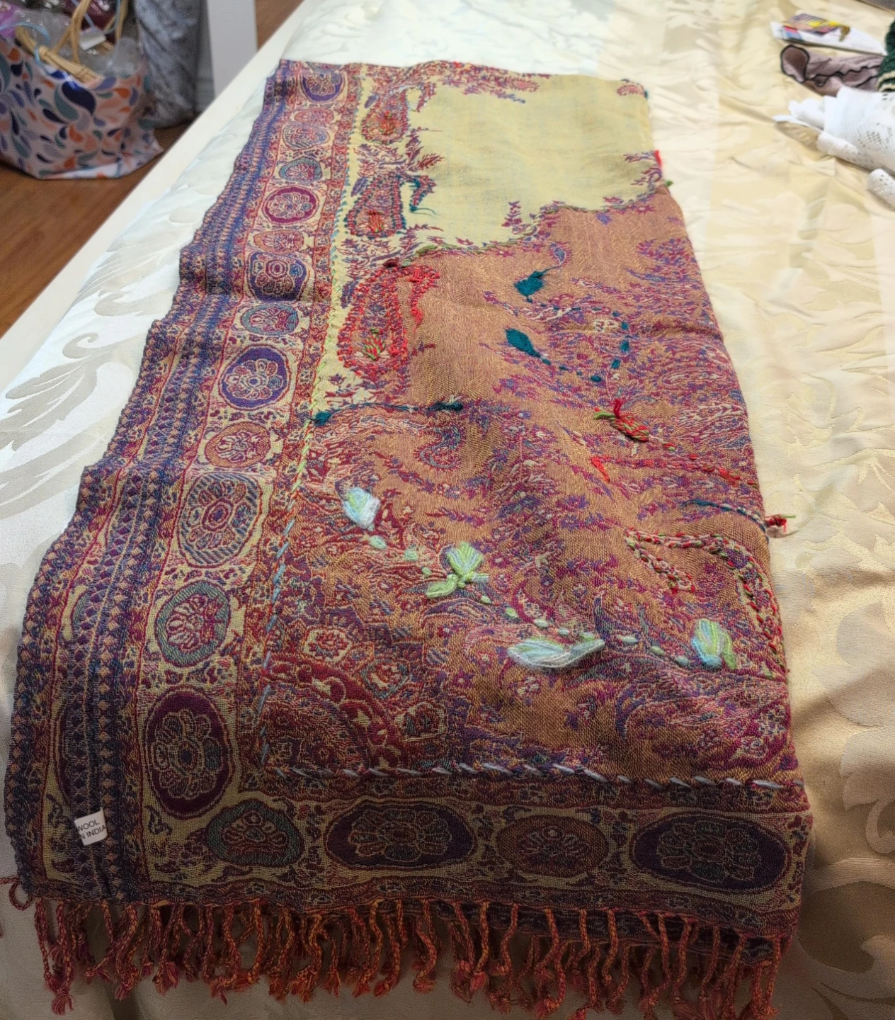 Embroidered Wool Scarf
