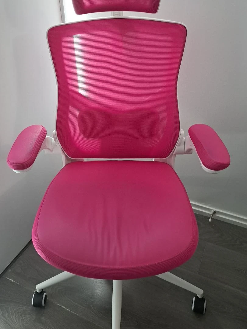 Pink ergonomic office chair with headrest - photo 3