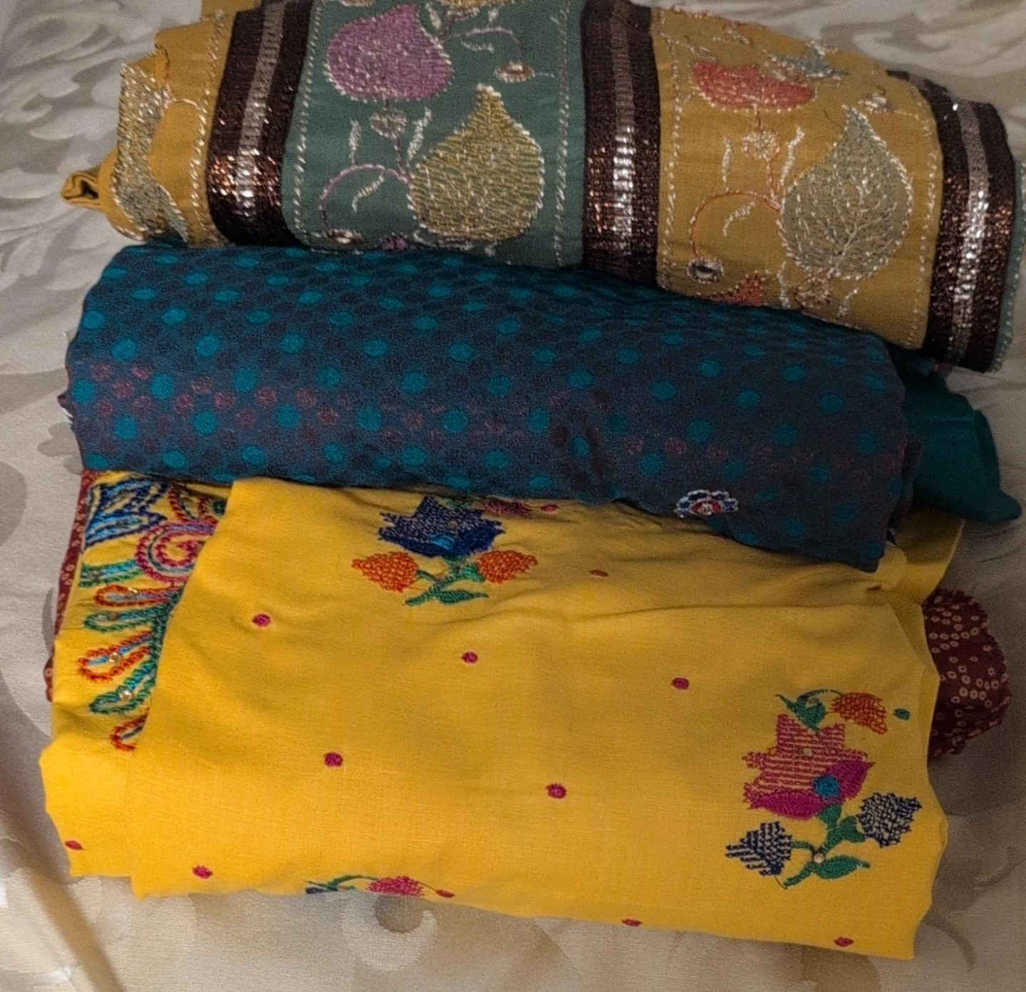 Set of Three Embroidered Indian Suits