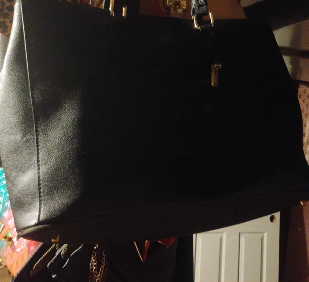 Black structured tote bag