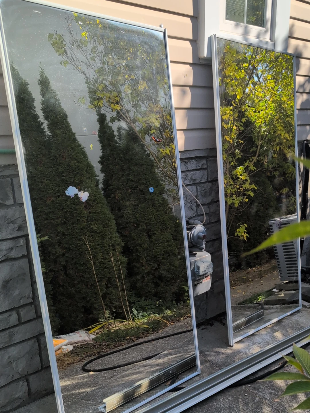 Pax closet Mirrored sliding closet doors, 2 panels with tracks