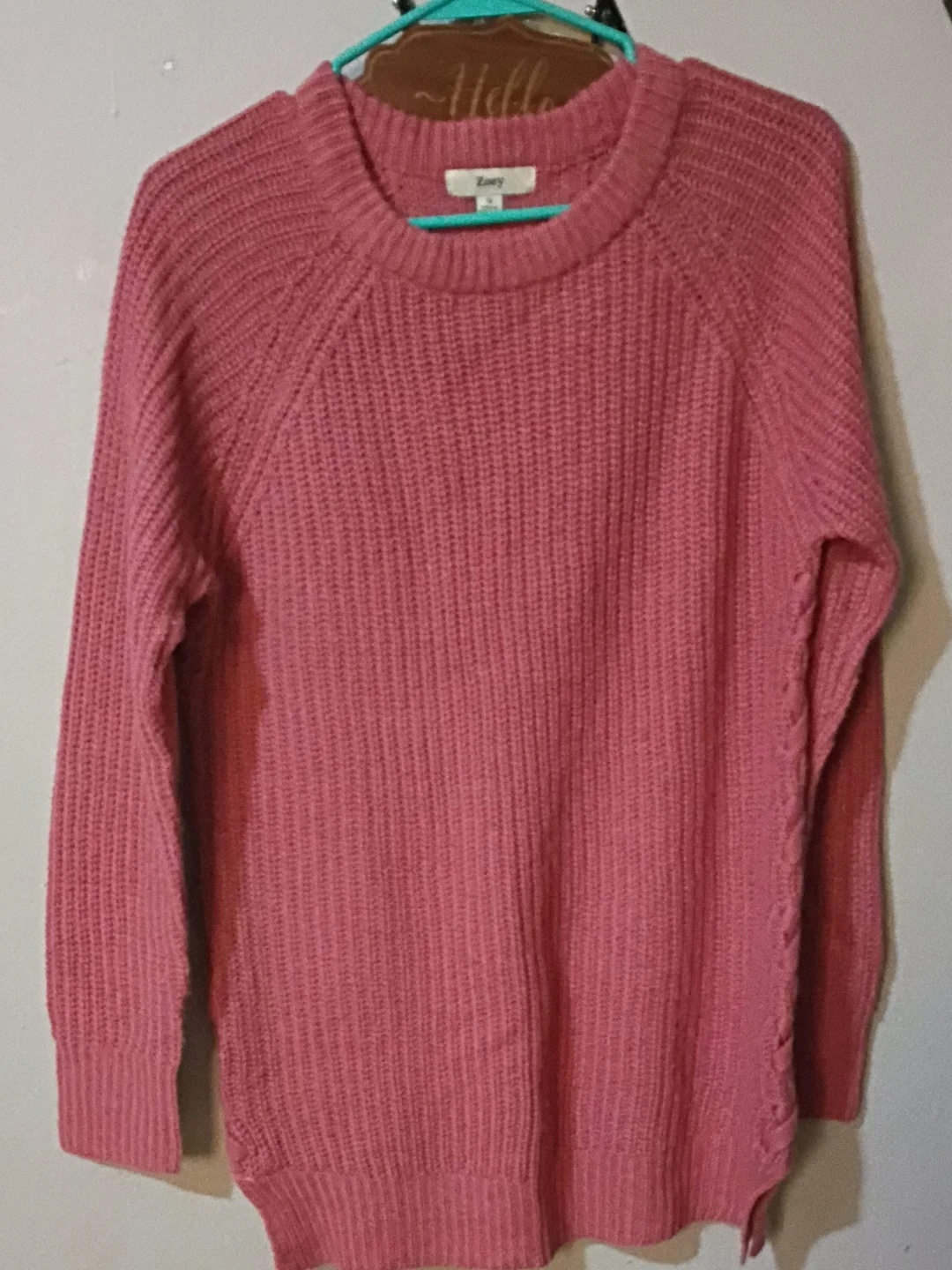 Zoey Pink Ribbed Knit Sweater